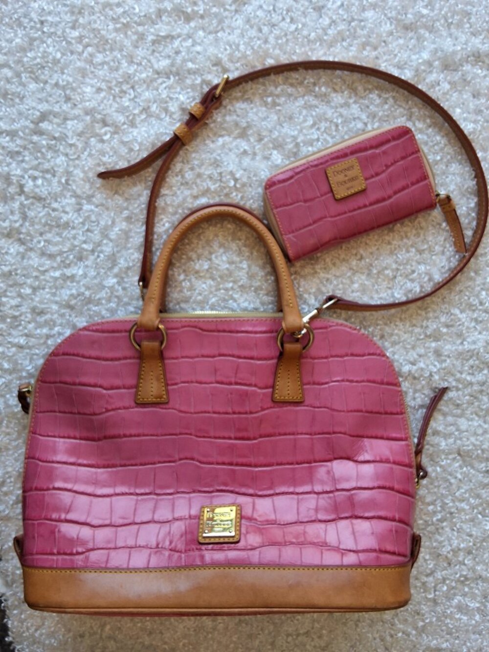 Dooney and Bourke Hot Pink Embossed leather bag with wallet